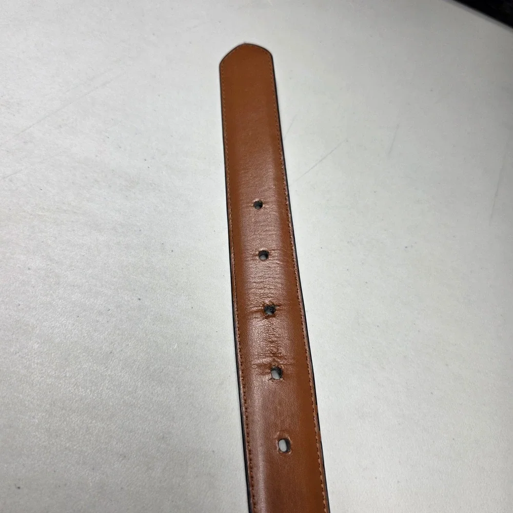 Chaps Mens Brown Leather Belt Silver Buckle Size 38 4700290971 11863
